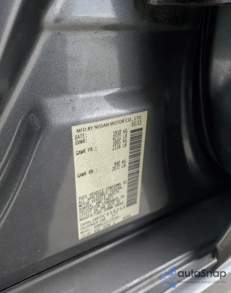 2015 Nissan Altima 2.5 из США, поврежденный, VIN 1N4AL3AP7FC414253